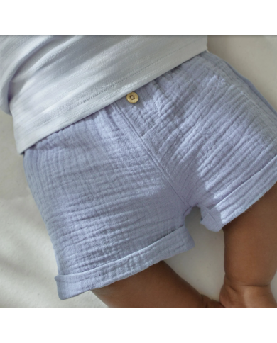 LITTLE DUTCH – Ensemble bébé – T-shirt Renard & short en mousseline bleu