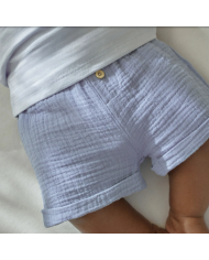 LITTLE DUTCH – Ensemble bébé – T-shirt Renard & short en mousseline bleu