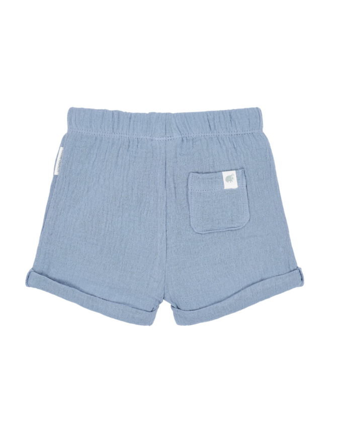 LITTLE DUTCH – Ensemble bébé – T-shirt Renard & short en mousseline bleu