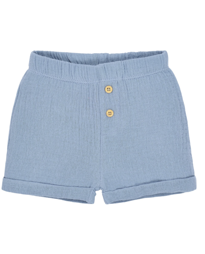 LITTLE DUTCH – Ensemble bébé – T-shirt Renard & short en mousseline bleu