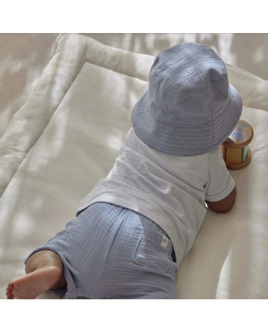 LITTLE DUTCH – Chapeau bébé avec attaches – Stone Blue