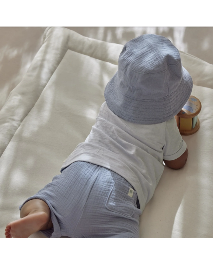 LITTLE DUTCH – Chapeau bébé avec attaches – Stone Blue