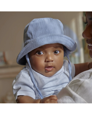 LITTLE DUTCH – Chapeau bébé avec attaches – Stone Blue