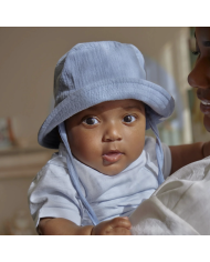LITTLE DUTCH – Chapeau bébé avec attaches – Stone Blue