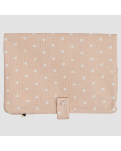 ATELIER WAGRAM - Pochette à couches en gaze de coton - Petits coeurs