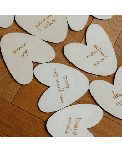 ATELIER WAGRAM - Lot de 12 cartes étapes en bois – Grossesse & première année