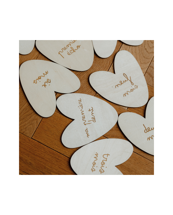 ATELIER WAGRAM - Lot de 12 cartes étapes en bois – Grossesse & première année