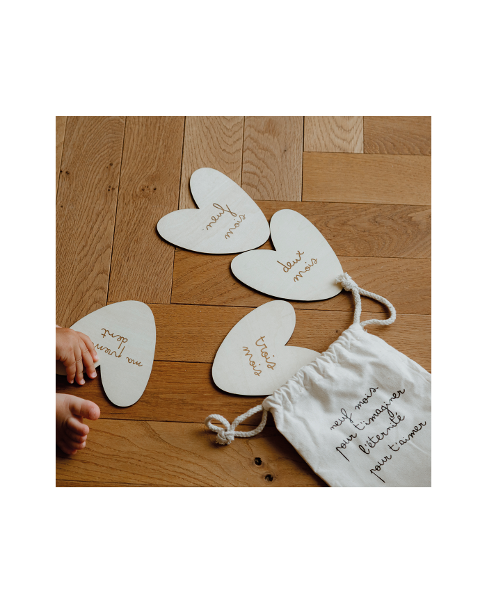 ATELIER WAGRAM - Lot de 12 cartes étapes en bois – Grossesse & première année