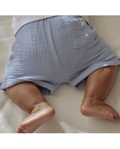 LITTLE DUTCH – Short en mousseline bleu