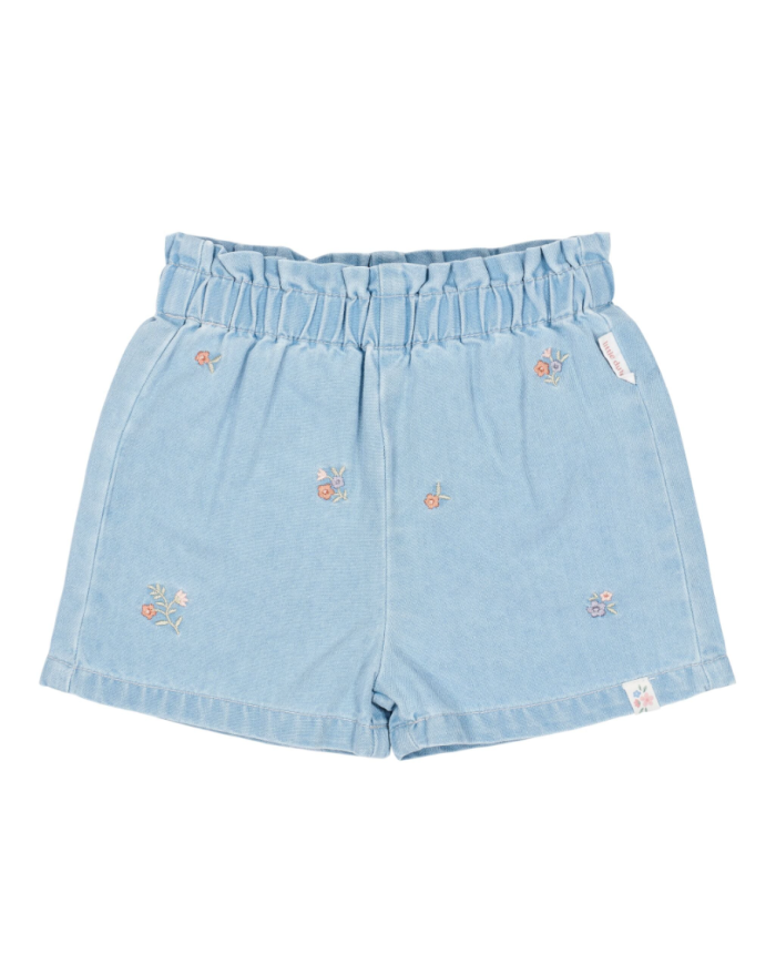 LITTLE DUTCH - Short en jean avec fleurs