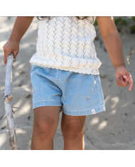 LITTLE DUTCH - Short en jean avec fleurs