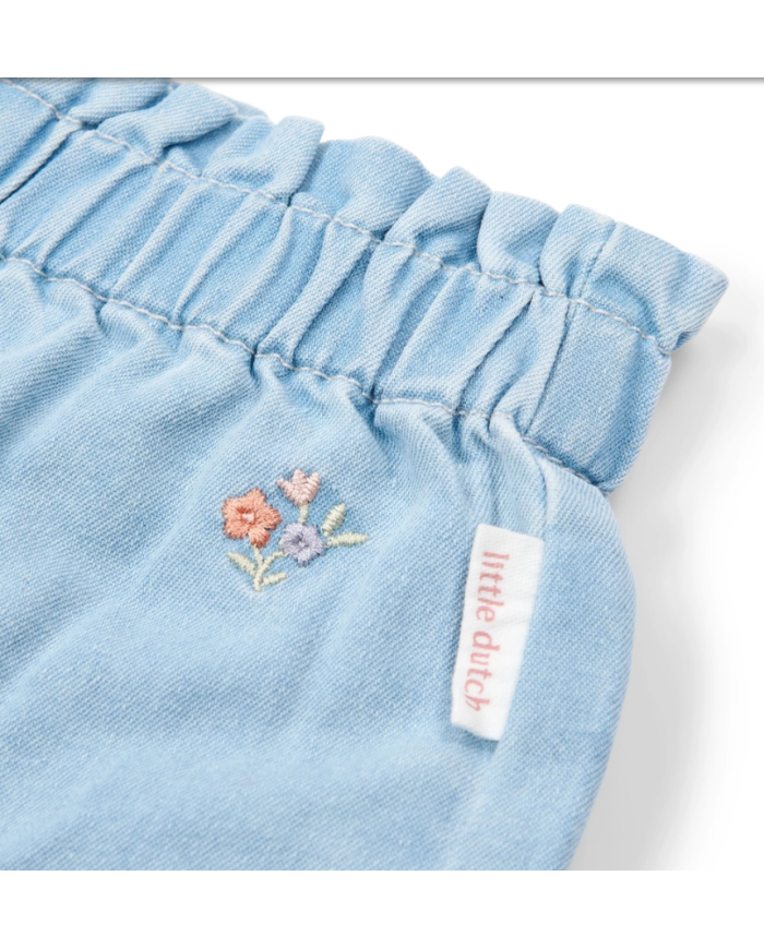 LITTLE DUTCH - Short en jean avec fleurs