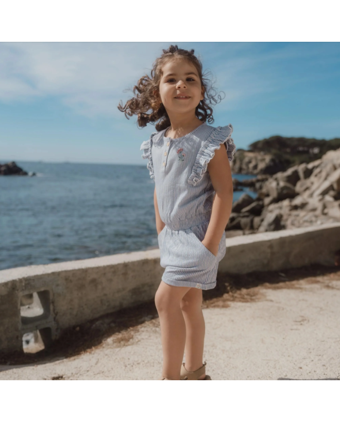 LITTLE DUTCH - Combishort à rayures fines