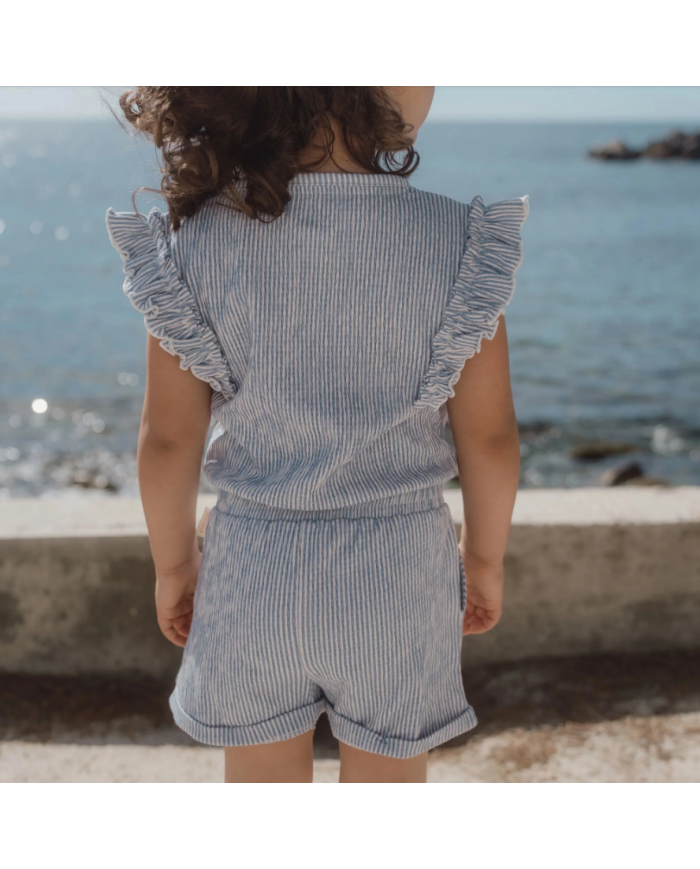 LITTLE DUTCH - Combishort à rayures fines