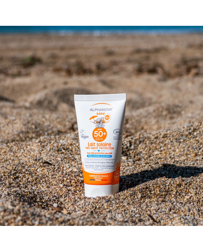 ALPHANOVA SUN – Lait solaire bébé bio SPF50+ sans parfum