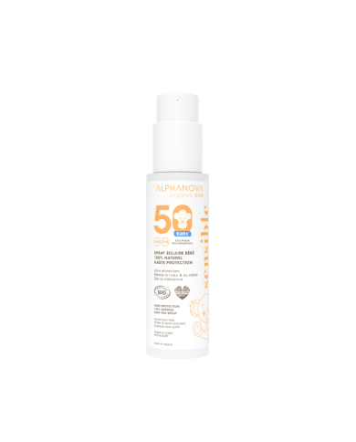 ALPHANOVA SUN – Spray solaire bébé bio SPF50 sans parfum