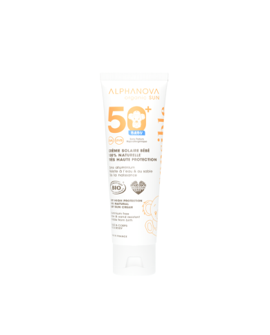 ALPHANOVA SUN – Crème solaire bébé bio SPF50+ sans parfum