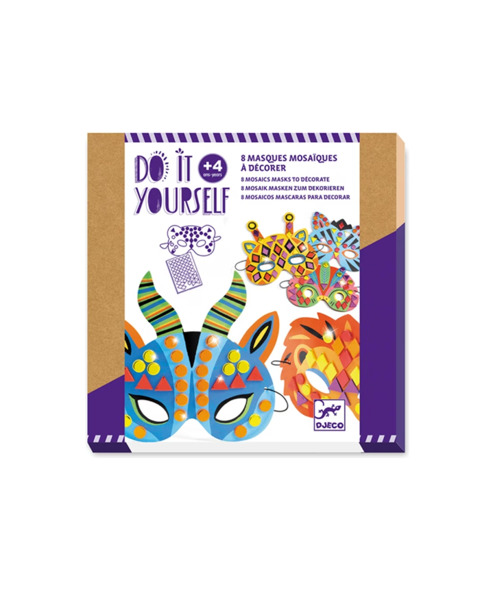 DJECO - DIY pour enfant - Masques d'animaux en mosaïques à décorer