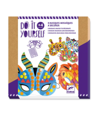DJECO - DIY pour enfant - Masques d'animaux en mosaïques à décorer