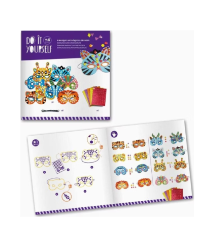 DJECO - DIY pour enfant - Masques d'animaux en mosaïques à décorer