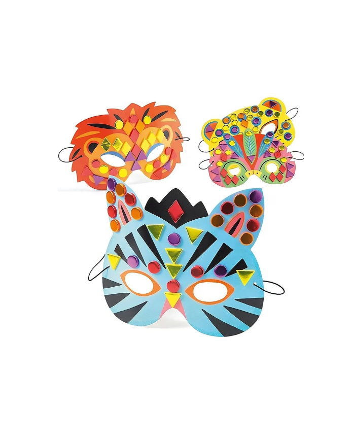 DJECO - DIY pour enfant - Masques d'animaux en mosaïques à décorer