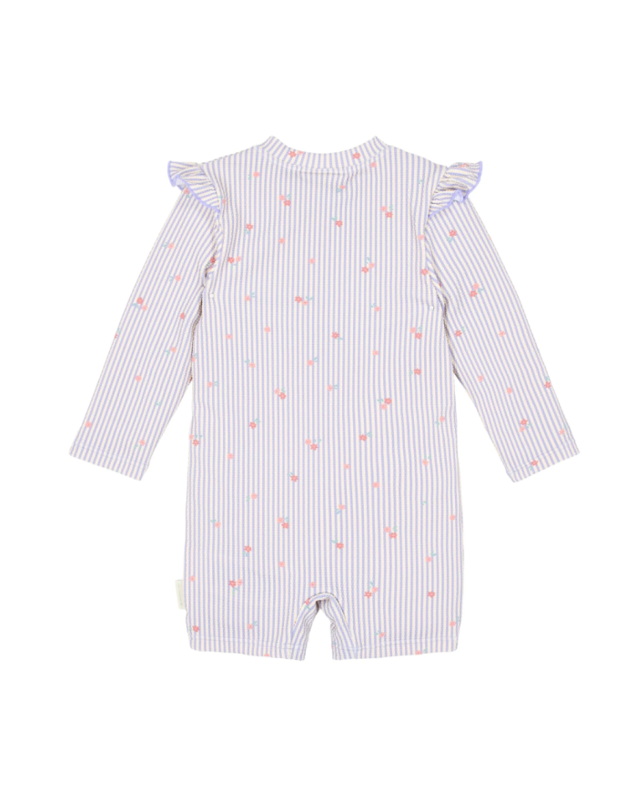 LITTLE DUTCH - Combinaison manches longues anti-UV - Rayures violettes