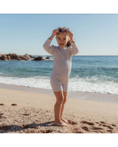 LITTLE DUTCH - Combinaison manches longues anti-UV - Rayures violettes