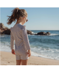 LITTLE DUTCH - Combinaison manches longues anti-UV - Rayures violettes