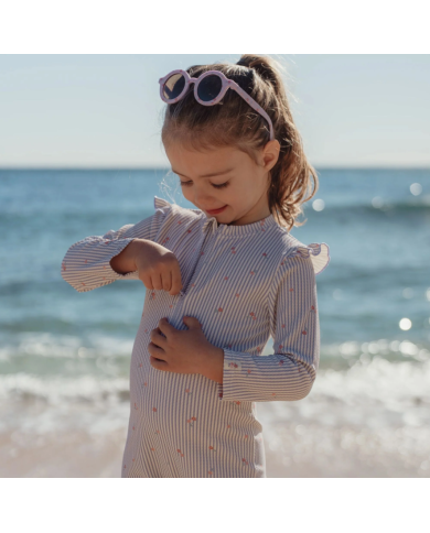 LITTLE DUTCH - Combinaison manches longues anti-UV - Rayures violettes