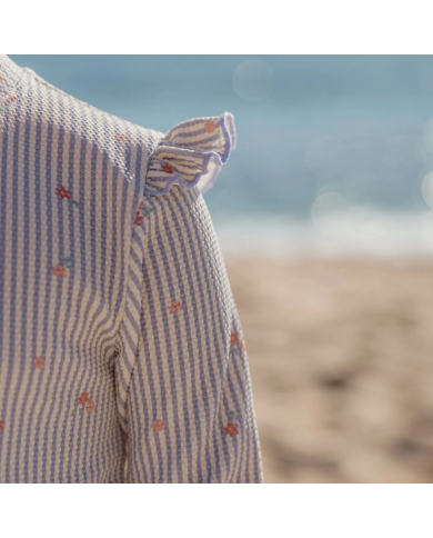 LITTLE DUTCH - Combinaison manches longues anti-UV - Rayures violettes