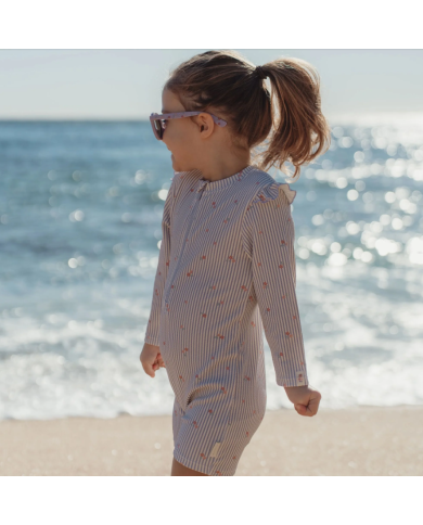 LITTLE DUTCH - Combinaison manches longues anti-UV - Rayures violettes