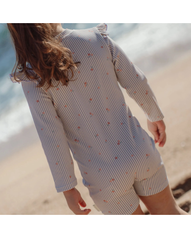 LITTLE DUTCH - Combinaison manches longues anti-UV - Rayures violettes