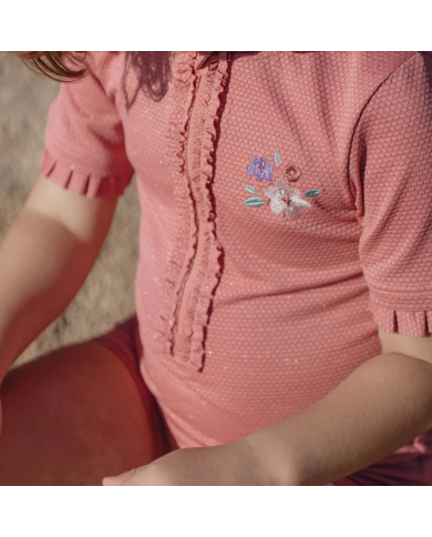 LITTLE DUTCH - Combinaison anti-UV - Rose pailleté