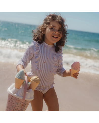 LITTLE DUTCH - Maillot de bain culotte - Rayures violettes