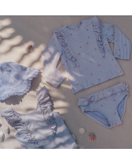 LITTLE DUTCH - Maillot de bain culotte - Rayures violettes