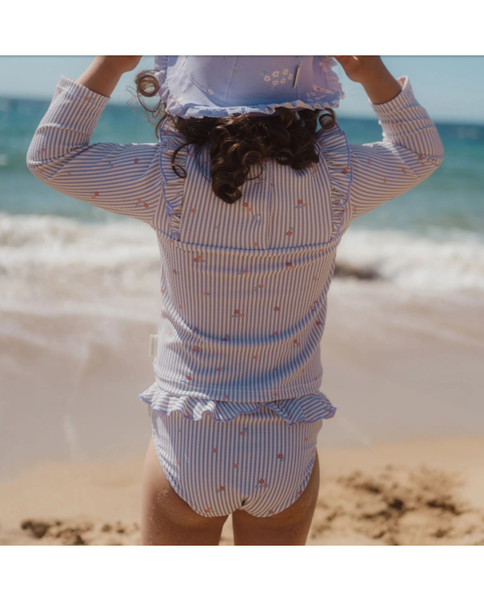 LITTLE DUTCH - Maillot de bain culotte - Rayures violettes