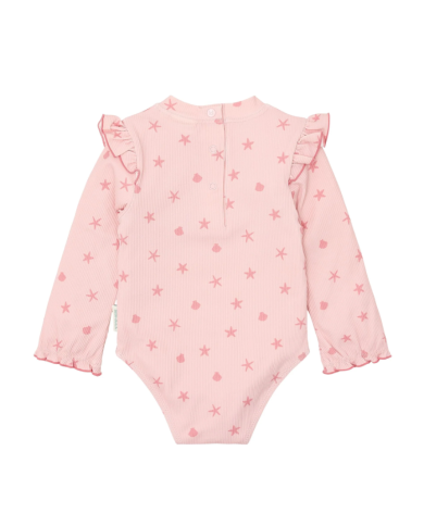 LITTLE DUTCH - Maillot de bain à manches longues - Rose coquillages