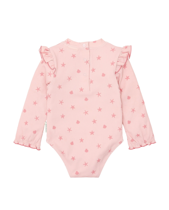 LITTLE DUTCH - Maillot de bain à manches longues - Rose coquillages