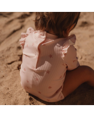 LITTLE DUTCH - Maillot de bain à manches longues - Rose coquillages