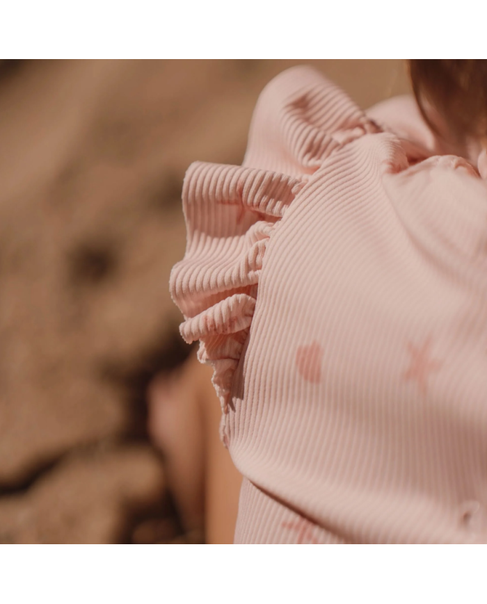 LITTLE DUTCH - Maillot de bain à manches longues - Rose coquillages