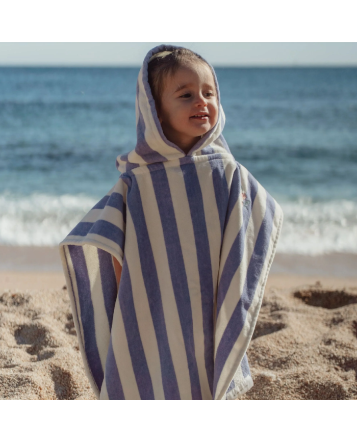 LITTLE DUTCH - Poncho de plage - Rayures violettes