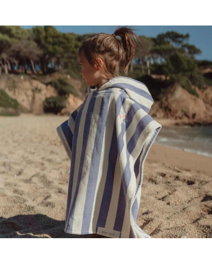 LITTLE DUTCH - Poncho de plage - Rayures violettes