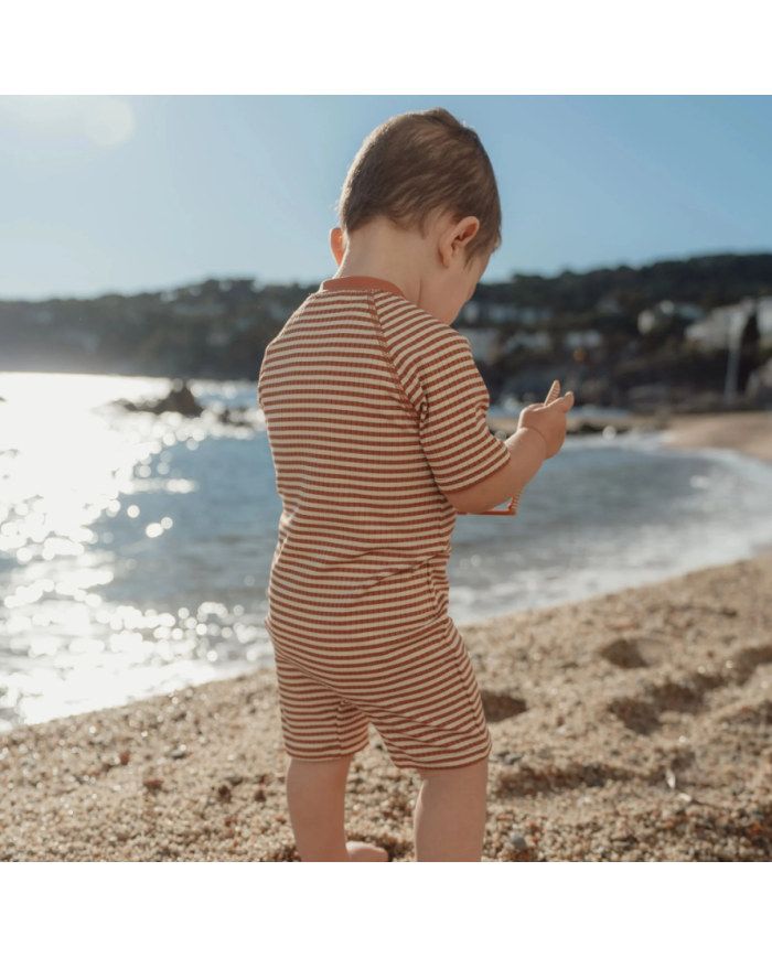 LITTLE DUTCH - Combinaison anti-UV - Rayures brunes