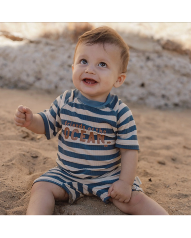 LITTLE DUTCH - Combinaison anti-UV - Rayures bleu océan