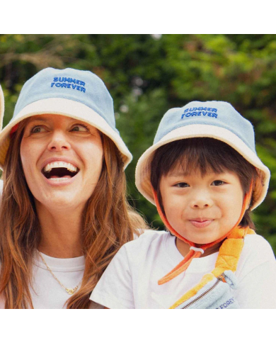 CHAMAYE - Bob en éponge réversible enfant et adulte bleu et orange - Summer Forever