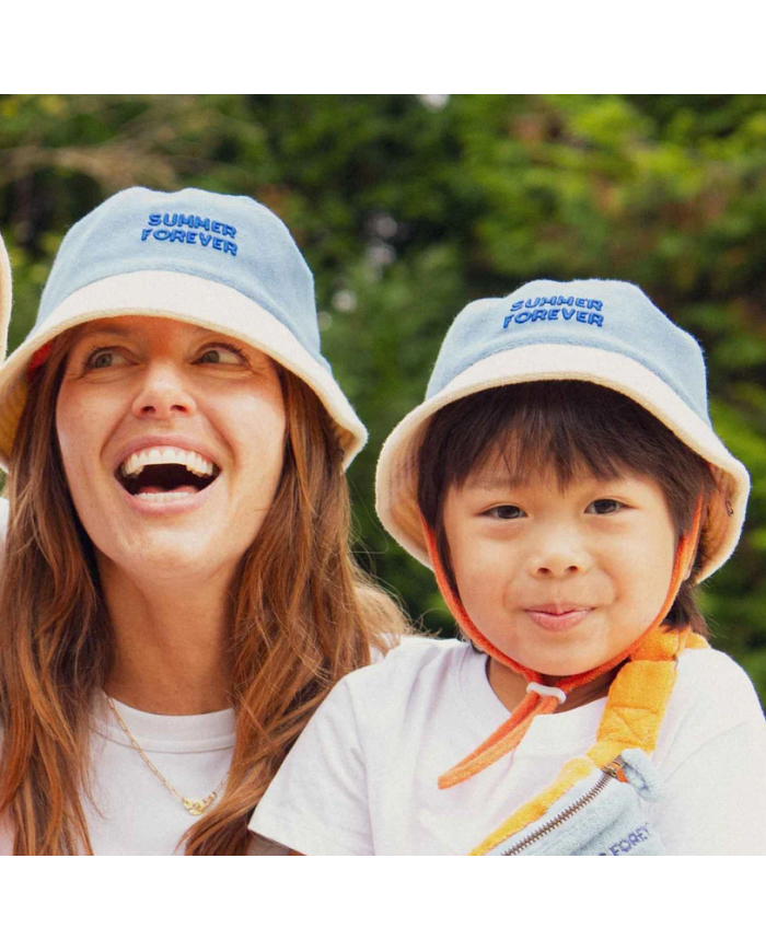 CHAMAYE - Bob en éponge réversible enfant et adulte bleu et orange - Summer Forever