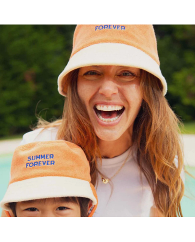 CHAMAYE - Bob en éponge réversible enfant et adulte bleu et orange - Summer Forever