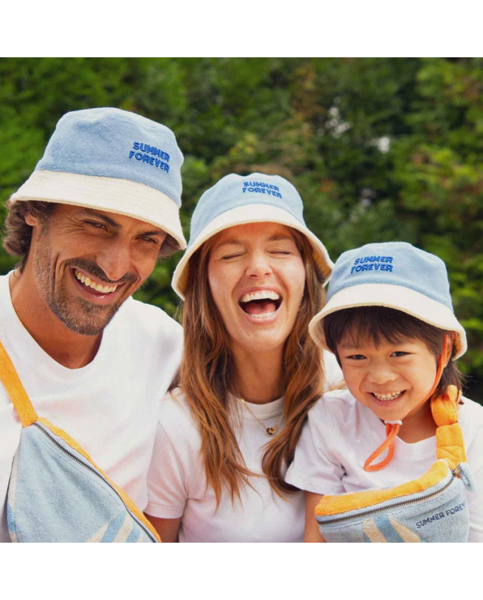 CHAMAYE - Bob en éponge réversible enfant et adulte bleu et orange - Summer Forever