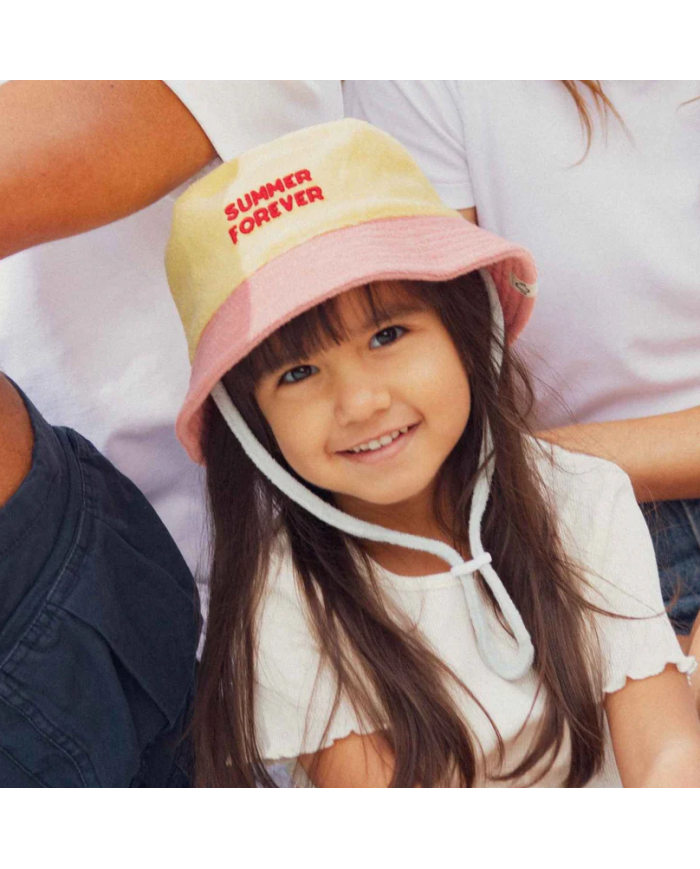 CHAMAYE - Bob en éponge réversible enfant et adulte rose et jaune - Summer Forever