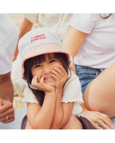 CHAMAYE - Bob en éponge réversible enfant et adulte rose et jaune - Summer Forever